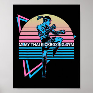 Muay Thai Kickboxing Retro Muay Thai Kickboxing Gy Poster