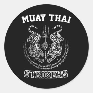 Muay Thai Kickboxing Tiger Fighter Sak Yant Mma Classic Round Sticker