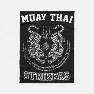 Muay Thai Kickboxing Tiger Fighter Sak Yant Mma Fleece Blanket
