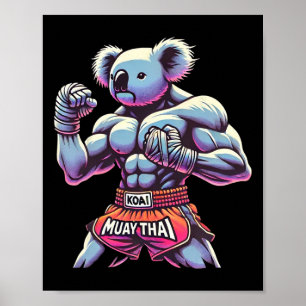 Muay Thai Koala Kickboxing Fighter Funny  Poster