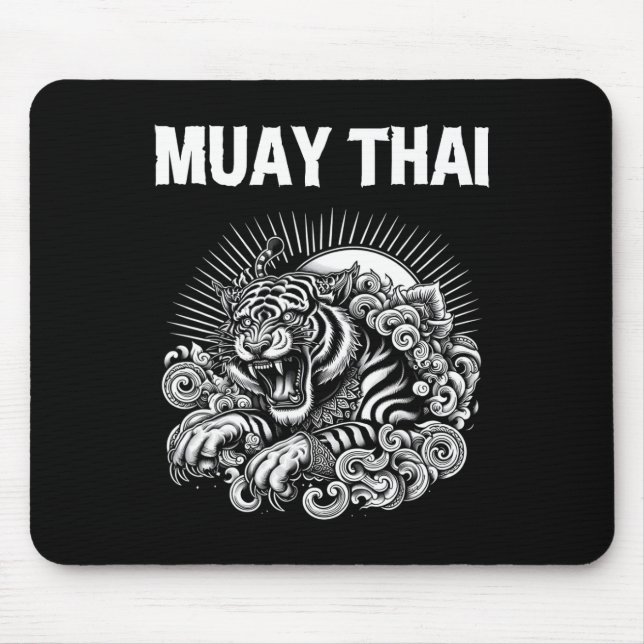 Muay Thai Language Tattoo Tiger Roar Kickboxing Th Mouse Pad (Front)