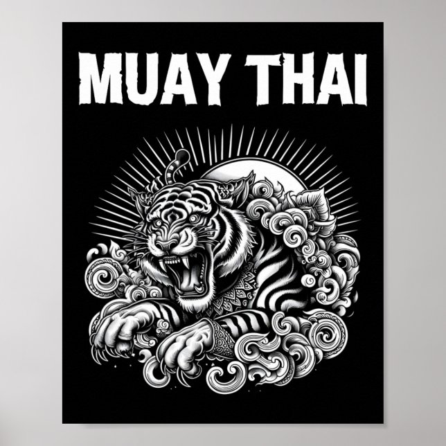 Muay Thai Language Tattoo Tiger Roar Kickboxing Th Poster (Front)