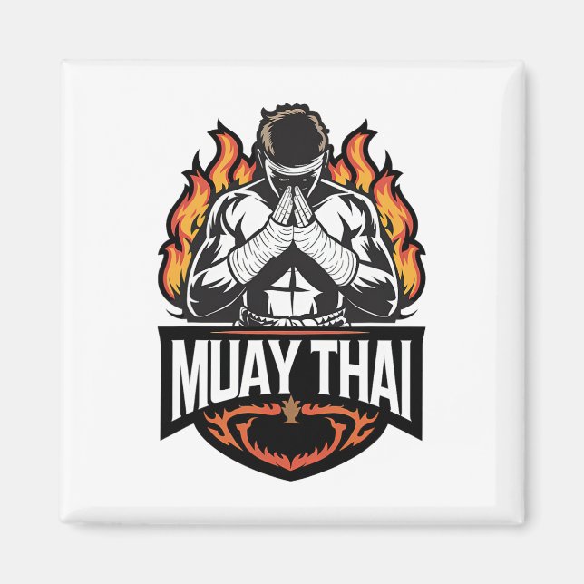 Muay Thai Logo - Thai Boxing Fighter  Magnet (Front)