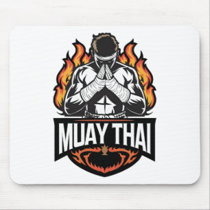 Muay Thai Logo - Thai Boxing Fighter Mouse Pad