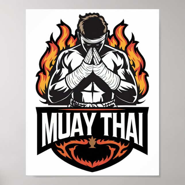 Muay Thai Logo - Thai Boxing Fighter  Poster (Front)