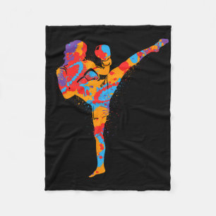Muay Thai Martial Arts Colorful Kickboxer Girls Ki Fleece Blanket