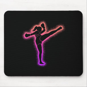 Muay Thai Martial Arts Kickboxer Women Girls Kickb Mouse Pad
