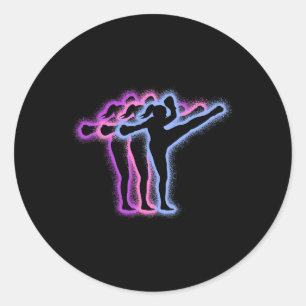 Muay Thai Martial Arts Silhouettes Girls Kickboxin Classic Round Sticker