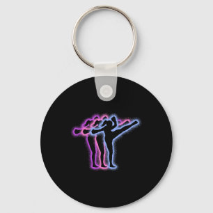 Muay Thai Martial Arts Silhouettes Girls Kickboxin Key Ring