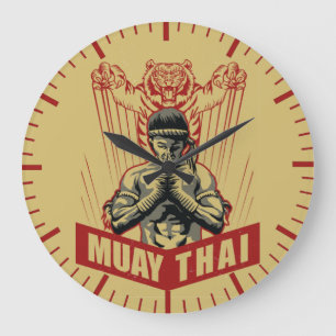 Muay Thai Martial Arts Sleeping Tiger Dojo Large Clock
