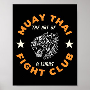 Muay Thai Mma Fight Tattoo Tiger Art Of 8 Limbs Ki Poster