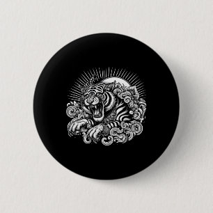 Muay Thai Mma Fight Tattoo Tiger Roar Kickboxing T 6 Cm Round Badge