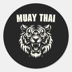Muay Thai Mma Fight Tattoo Tiger Roar Kickboxing T Classic Round Sticker