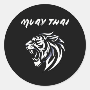 Muay Thai Mma Fight Tattoo Tiger Roar Kickboxing T Classic Round Sticker