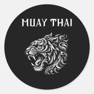 Muay Thai Mma Fight Tattoo Tiger Roar Kickboxing T Classic Round Sticker