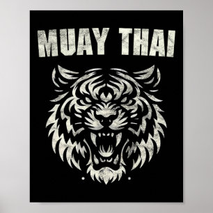 Muay Thai Mma Fight Tattoo Tiger Roar Kickboxing T Poster
