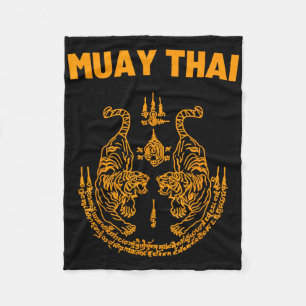 Muay Thai Mma Fight Tattoo Twin Tiger Kickboxing T Fleece Blanket