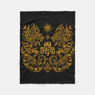 Muay Thai Mma Fight Tattoo Twin Tiger Kickboxing T Fleece Blanket