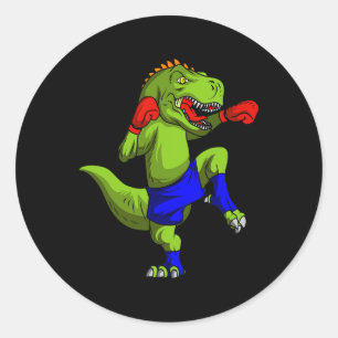 Muay Thai Mma Fighter T-rex Mixed Martial Art Comt Classic Round Sticker