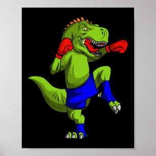 Muay Thai Mma Fighter T-rex Mixed Martial Art Comt Poster