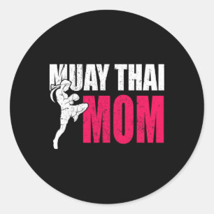 Muay Thai Mom Gift Women Boxing Kickboxing Mma Mua Classic Round Sticker