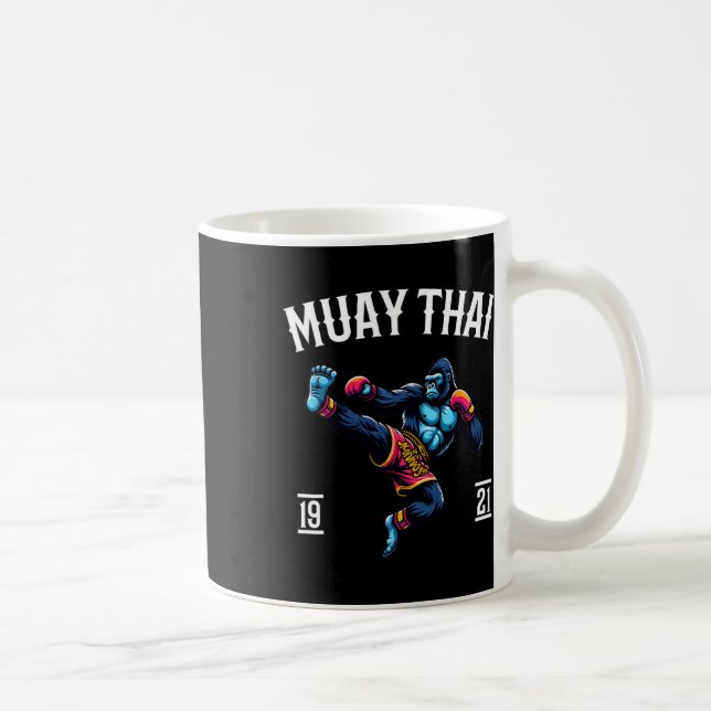 Muay Thai Monkey - Kickboxing And Monkey Thai Boxi Coffee Mug (Right)