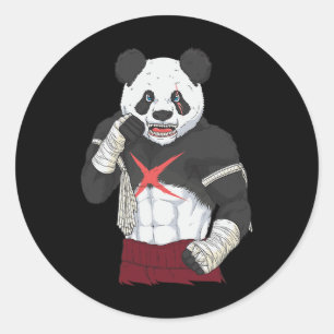 Muay Thai Panda Kickboxing Fighter _1 Classic Round Sticker