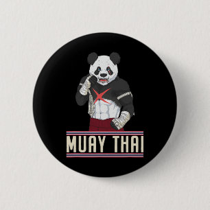 Muay Thai Panda Kickboxing Fighter 6 Cm Round Badge