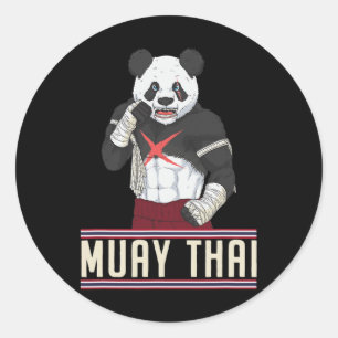 Muay Thai Panda Kickboxing Fighter Classic Round Sticker