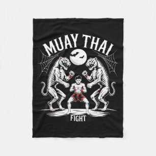 Muay Thai Sak Yant Tiger Halloween Kick Boxing MMA Fleece Blanket