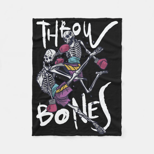 Muay Thai Skeleton - Thai Boxing And Kickboxing  Fleece Blanket (Front)