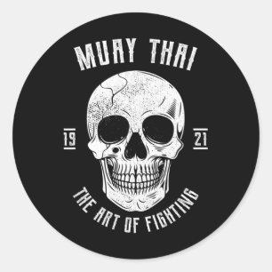Muay Thai Skull - Thai Boxing And Kickboxing Classic Round Sticker