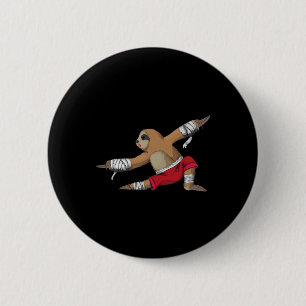 Muay Thai Sloth At Kickboxing As Karate Kick Marti 6 Cm Round Badge