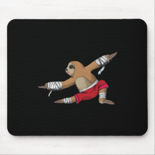 Muay Thai Sloth At Kickboxing As Karate Kick Marti Mouse Pad
