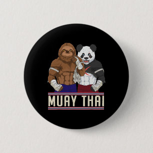 Muay Thai Sloth Panda Kickboxing Fighter 6 Cm Round Badge