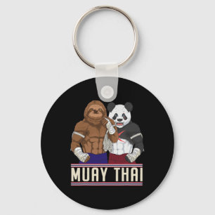 Muay Thai Sloth Panda Kickboxing Fighter Key Ring