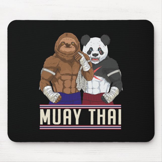 Muay Thai Sloth Panda Kickboxing Fighter  Mouse Pad (Front)