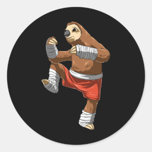 Muay Thai Sloth - Thai Boxing And Kickboxing Classic Round Sticker