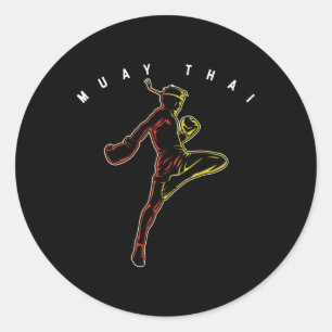 Muay Thai Sports Fighter Mma Thailand Boxing Marti Classic Round Sticker