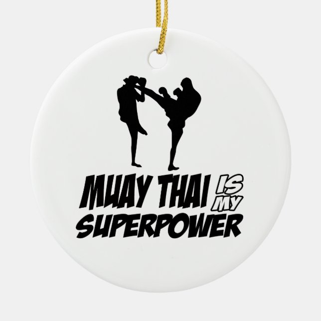 Muay Thai Superpower Designs Ceramic Tree Decoration (Front)