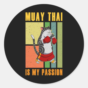 Muay Thai Thailand Fist Ring Knee Fighter Techniqu Classic Round Sticker
