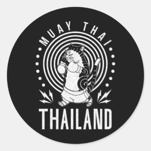 Muay Thai Thailand Fist Ring Knee Fighter Techniqu Classic Round Sticker