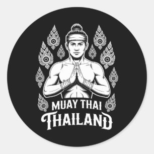 Muay Thai Thailand Vintage Tiger Fighter Training Classic Round Sticker