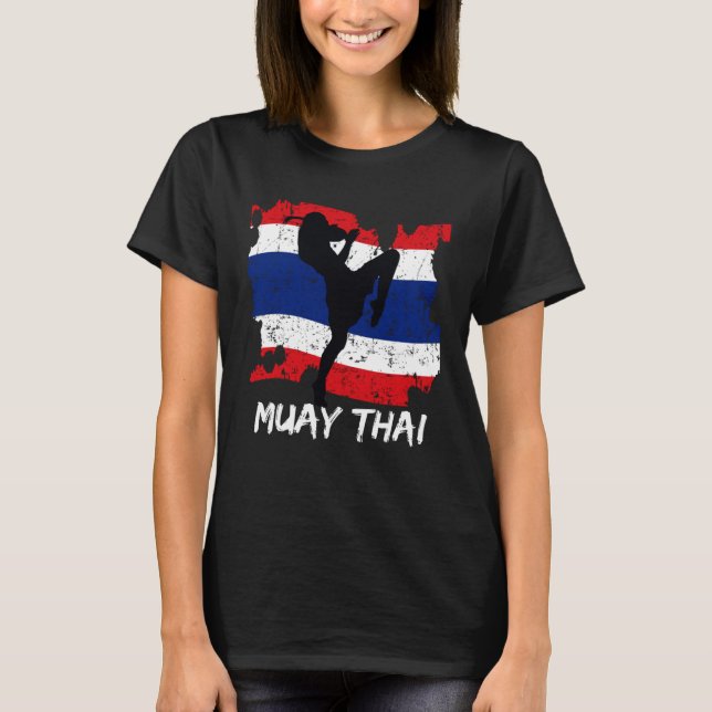 Muay Thai Thaïlande Flag Thai Boxing Kickboxing T-Shirt (Front)