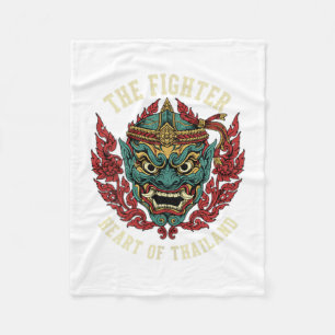 Muay Thai The Fighter Heart Thailand Demon MMA Fleece Blanket