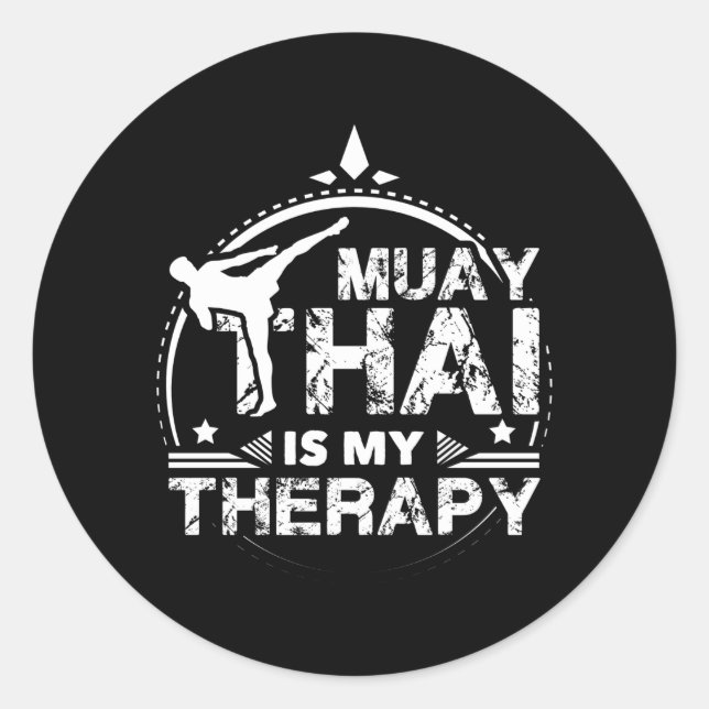 Muay Thai Therapy Classic Round Sticker (Front)