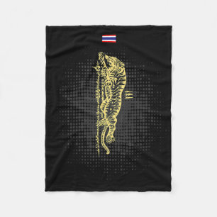 Muay Thai Tiger - Buddha Tattoo Kickboxing Cultura Fleece Blanket