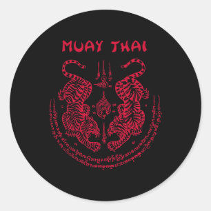 Muay Thai Tiger Sak Yant Spiritual Kickboxing Thai Classic Round Sticker