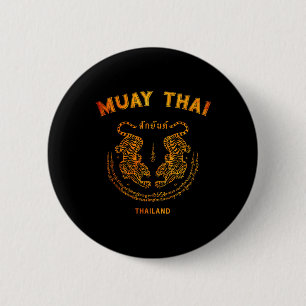Muay Thai Tiger Sak Yant Tattoo Kickboxing Thailan 6 Cm Round Badge