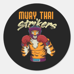 Muay Thai Tiger Thai Boxing Thailand Kickboxing Classic Round Sticker